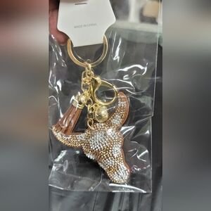 New In Package Gold and Silver Bull Head Keychain